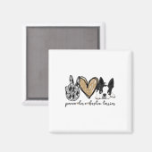 Peace Love Boston Terrier おもしろい Boston Terrier Lov マグネット (正面/裏面)