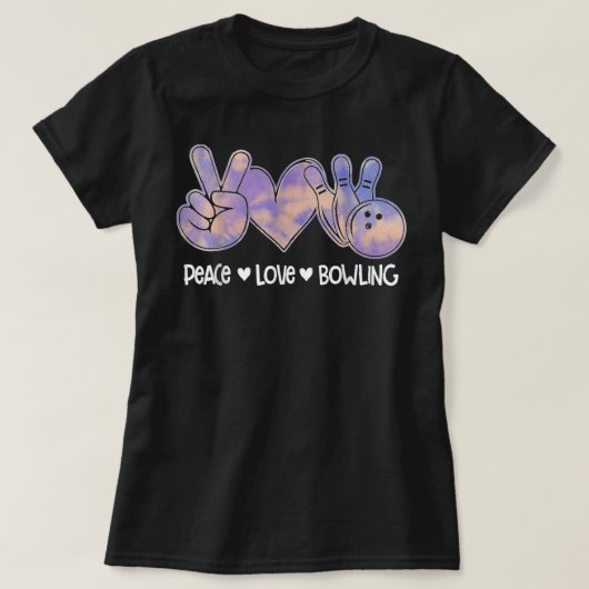 Peace Love Bowling Tie Dye Colorful Rainbow Bowlin Tシャツ (デザイン正面)