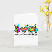 Peace Love Bowling Tie Dye Funny Bowling Lovers  カード (黄色い花)