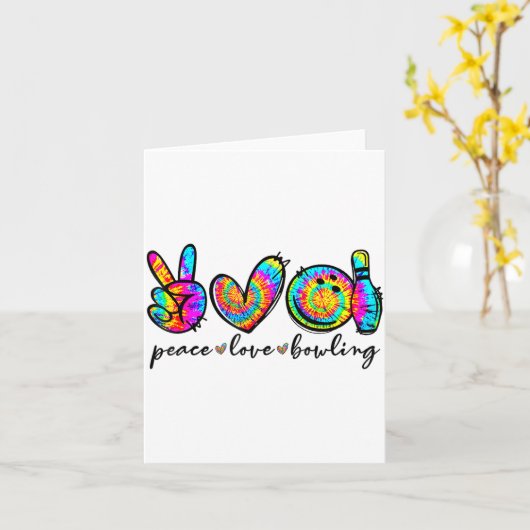 Peace Love Bowling Tie Dye Funny Bowling Lovers  カード (黄色い花)