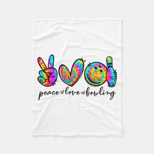 Peace Love Bowling Tie Dye Funny Bowling Lovers  フリースブランケット (正面)