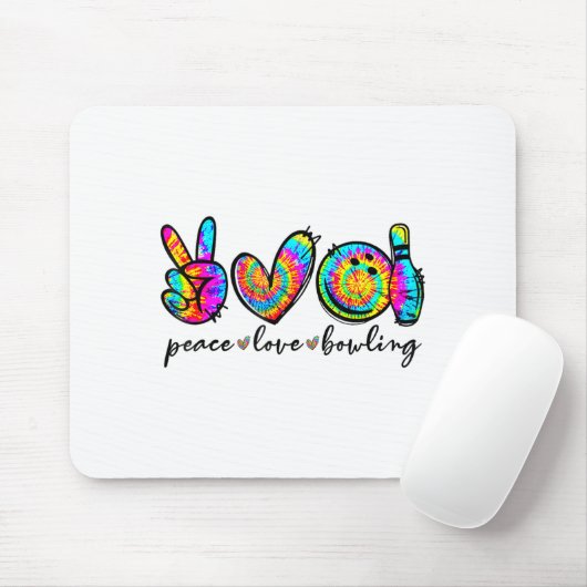 Peace Love Bowling Tie Dye Funny Bowling Lovers マウスパッド (マウス)