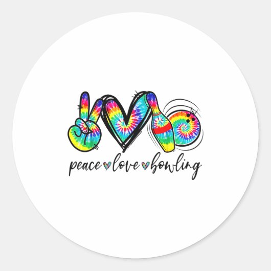 Peace Love Bowling Tie Dye Funny Bowling Lovers ラウンドシール (正面)