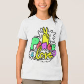 Peace & Love Bubble Letter  トライブレンドＴシャツ (正面)
