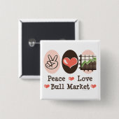 Peace Love Bull Marketボタン 缶バッジ (正面&裏面)