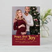 Peace Love Bundle of Joy 2 Photo妊娠金ゴールド 箔シーズンカード (立ち正面)