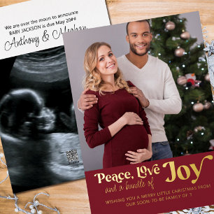 Peace Love Bundle of Joy 2 Photo妊娠金ゴールド 箔シーズンカード