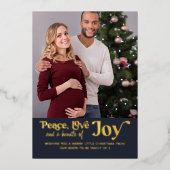 Peace Love Bundle of Joy 2 Photo Expecting 箔シーズンカード (正面)