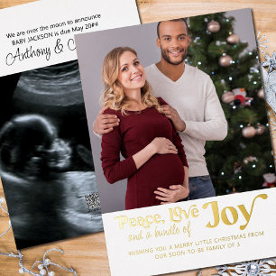 Peace Love Bundle of Joy 2 Photo We'are Expected 箔シーズンカード
