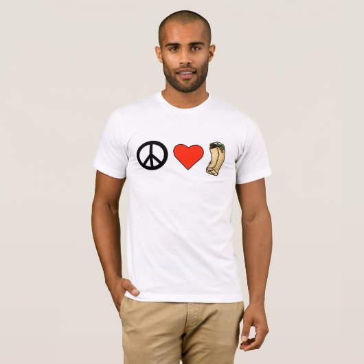 Peace, Love, Burrito Tシャツ (正面フル)