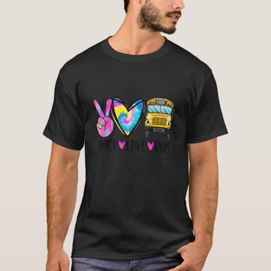 Peace Love Bus Driver First Day Of School Heart Ha Tシャツ (正面)