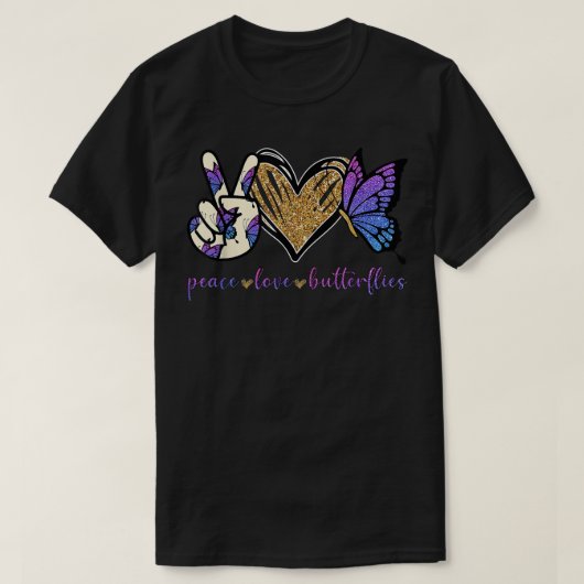 Peace Love Butterflies Butterfly Lovers Men Women  Tシャツ (デザイン正面)