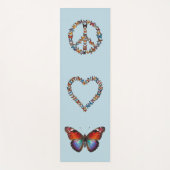 Peace Love Butterflies - Colorful Blue Meditation ヨガマット (正面)