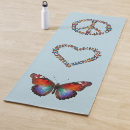 Peace Love Butterflies - Colorful Blue Meditation ヨガマット