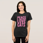 PEACE LOVE CATS 猫 Tシャツ (正面全面)
