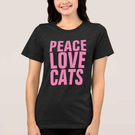 PEACE LOVE CATS 猫 Tシャツ (正面)