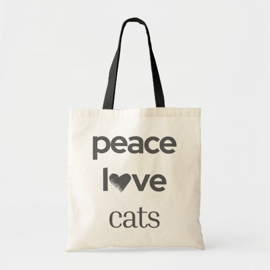 Peace Love Cats | Cat Mom Lover Modern Statement トートバッグ (正面)