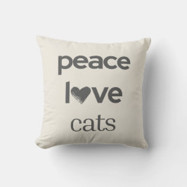 Peace Love Cats | Cream Cat Lover Modern Graphic クッション