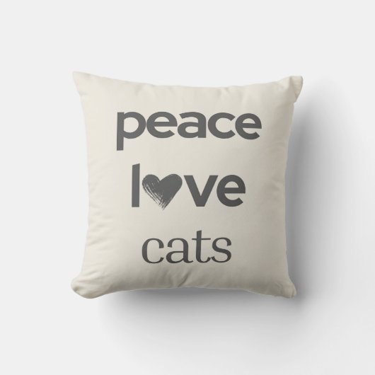 Peace Love Cats | Cream Cat Lover Modern Graphic クッション (正面)