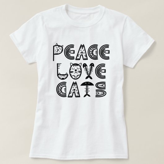 Peace Love Cats Tシャツ (デザイン正面)