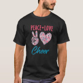 Peace Love Cheer Cute Cheerleading Cheerleader Coa Tシャツ (正面)