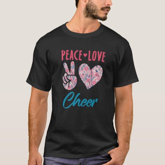 Peace Love Cheer Cute Cheerleading Cheerleader Coa Tシャツ (正面)