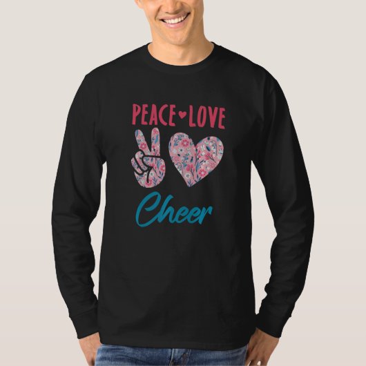 Peace Love Cheer Cute Cheerleading Cheerleader Coa Tシャツ (正面)