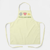Peace Love Cheese Yellow Retro Apron エプロン (正面)