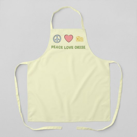 Peace Love Cheese Yellow Retro Apron エプロン