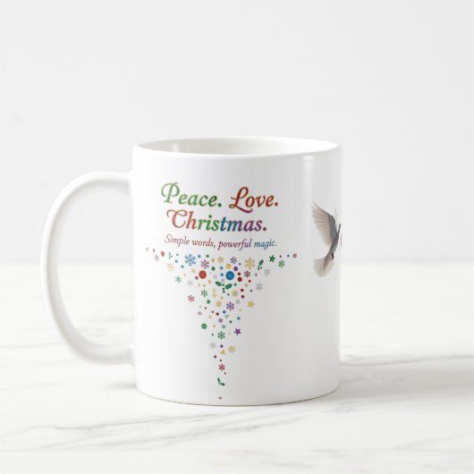 Peace Love Christmas Classic Mug – Simple Words コーヒーマグカップ (左)