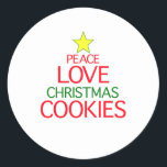 Peace Love Christmas Cookie ラウンドシール<br><div class="desc">Peace LoveとChristmas Cookie。あなたと貴方にとって幸せな休日。お祭りを始めよう。</div>