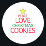 Peace Love Christmas Cookie ラウンドシール<br><div class="desc">Peace LoveとChristmas Cookie。あなたと貴方にとって幸せな休日。お祭りを始めよう。</div>