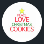 Peace Love Christmas Cookie ラウンドシール<br><div class="desc">Peace LoveとChristmas Cookie。あなたと貴方にとって幸せな休日。お祭りを始めよう。</div>