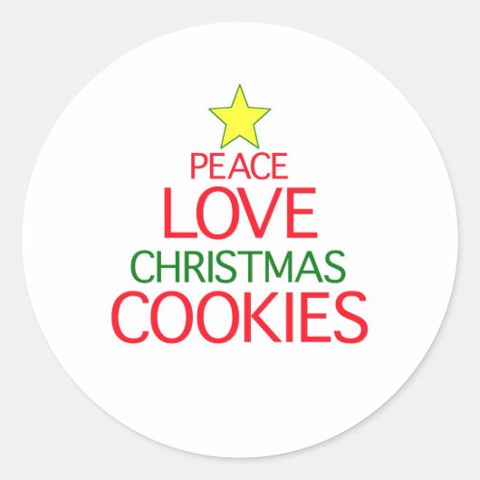 Peace Love Christmas Cookie ラウンドシール (正面)