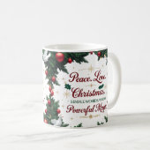 Peace Love Christmas Two-Tone Mug  コーヒーマグカップ (正面右)