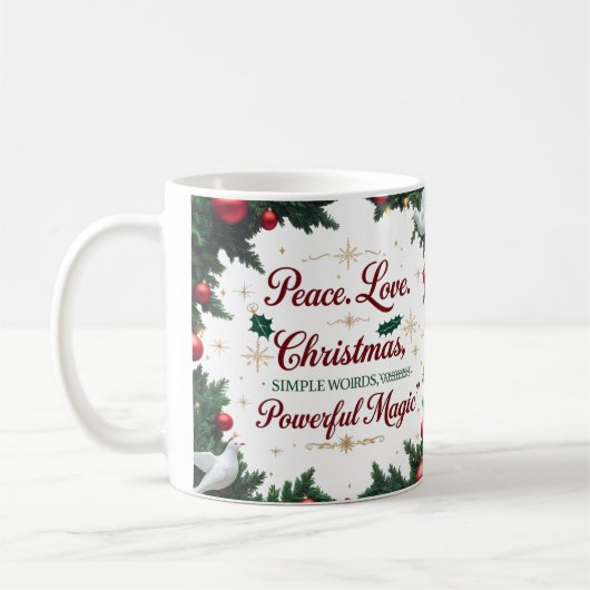 Peace Love Christmas Two-Tone Mug  コーヒーマグカップ (左)