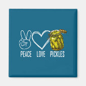 Peace Love Ckles Retro Jar Of Sliced Ckles Funny F マグネット (正面)