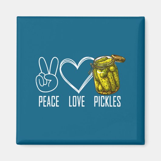 Peace Love Ckles Retro Jar Of Sliced Ckles Funny F マグネット (正面)