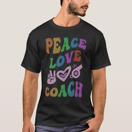 PEACE LOVE COACHレトロトレーナーグルービースクール Tシャツ (正面)