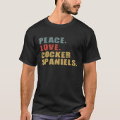 Peace Love Cocker Spaniels ADG126b Tシャツ (正面)