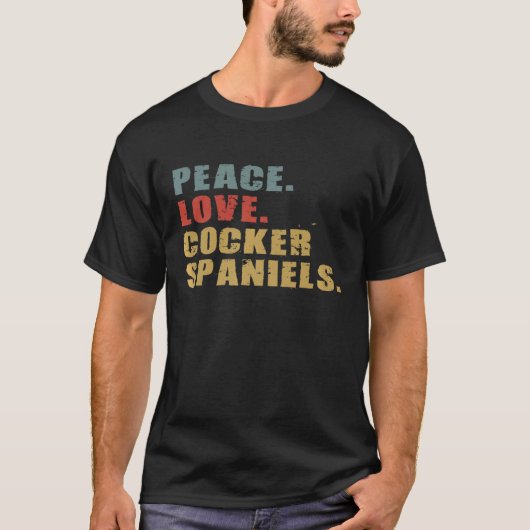 Peace Love Cocker Spaniels ADG126b Tシャツ (正面)