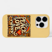 Peace, Love, & CoffeeレトロiPhoneケース Case-Mate iPhoneケース (裏面 (横))