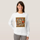 Peace, Love, & CoffeeレトロTシャツ&フード付 Tシャツ (正面フル)