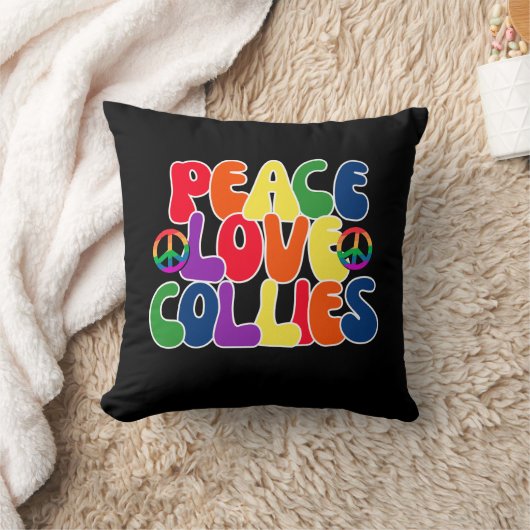 Peace Love Collies Pillow クッション (ブランケット)