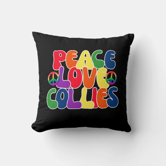 Peace Love Collies Pillow クッション (正面)