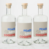 Peace Love Coquito Bottle Label 3.5"x4" リキュールボトルラベル (ボトル)