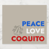 Peace Love Coquito Bottle Label 3.5"x4" リキュールボトルラベル (シングルラベル)