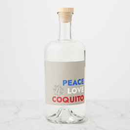 Peace Love Coquito Bottle Label 3.5"x4" リキュールボトルラベル