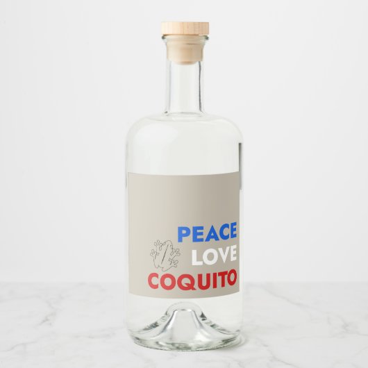 Peace Love Coquito Bottle Label 3.5"x4" リキュールボトルラベル (正面)