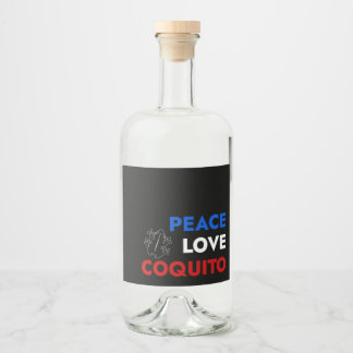 Peace Love Coquito Bottle Label 3.5"x4" リキュールボトルラベル
